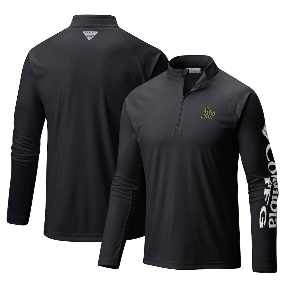 Athletics Columbia Terminal Tackle Omni-Shade Raglan Quarter-Zip Pullover Top | MLB On Sale