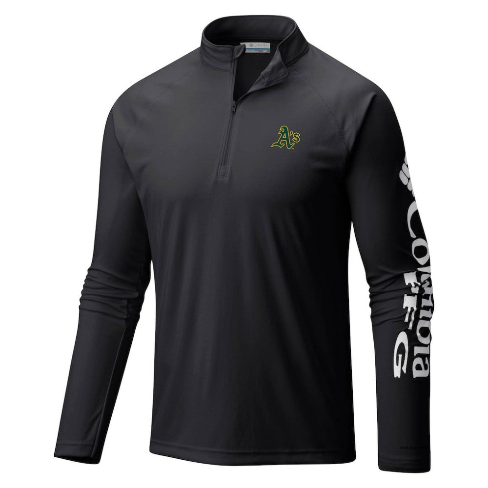 Athletics Columbia Terminal Tackle Omni-Shade Raglan Quarter-Zip Pullover Top | MLB On Sale