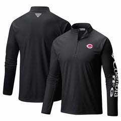 Cincinnati Reds Columbia Terminal Tackle Omni-Shade Raglan Quarter-Zip Pullover Top | MLB Discount
