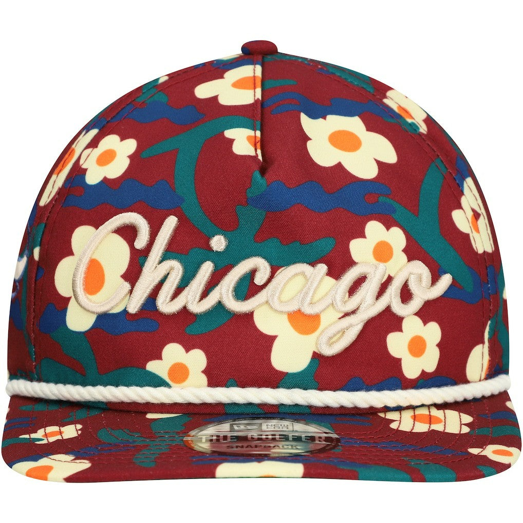 Chicago Bulls Vacation Floral Golfer Snapback Hat New