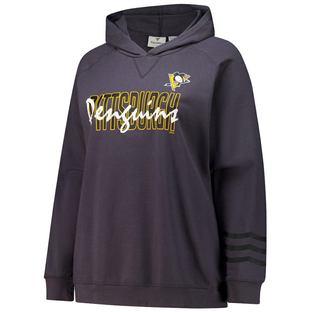 Pittsburgh Penguins Fanatics Women's Plus Size Lightweight Fleece Raglan Pullover Hoodie Sale