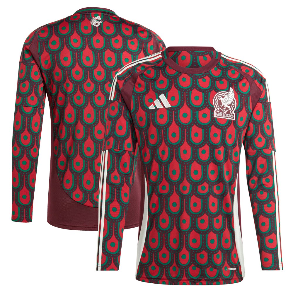 Mexico National Team 2024 Home Replica Long Sleeve Jersey Burgundy - Adidas