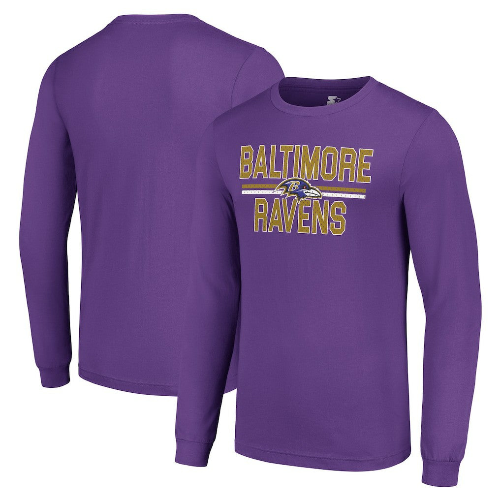 Baltimore Ravens  Starter Team Mesh Print Graphic Long Sleeve T-Shirt