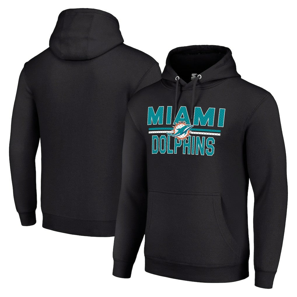 Miami Dolphins  Starter Unisex Team Mesh Print Graphic Tri-Blend Pullover Hoodie
