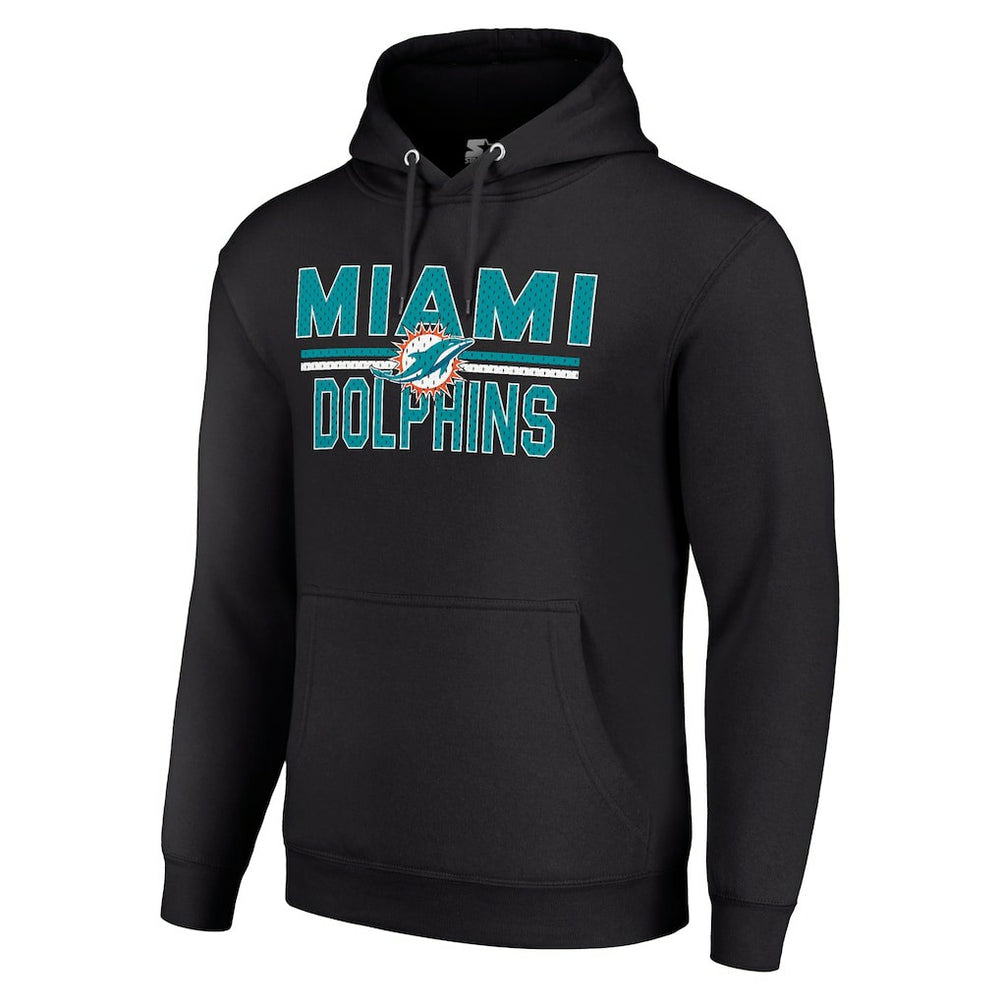 Miami Dolphins  Starter Unisex Team Mesh Print Graphic Tri-Blend Pullover Hoodie