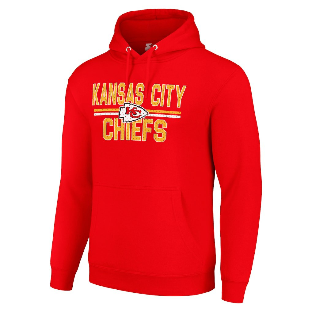 Kansas City Chiefs  Starter Unisex Team Mesh Print Graphic Tri-Blend Pullover Hoodie