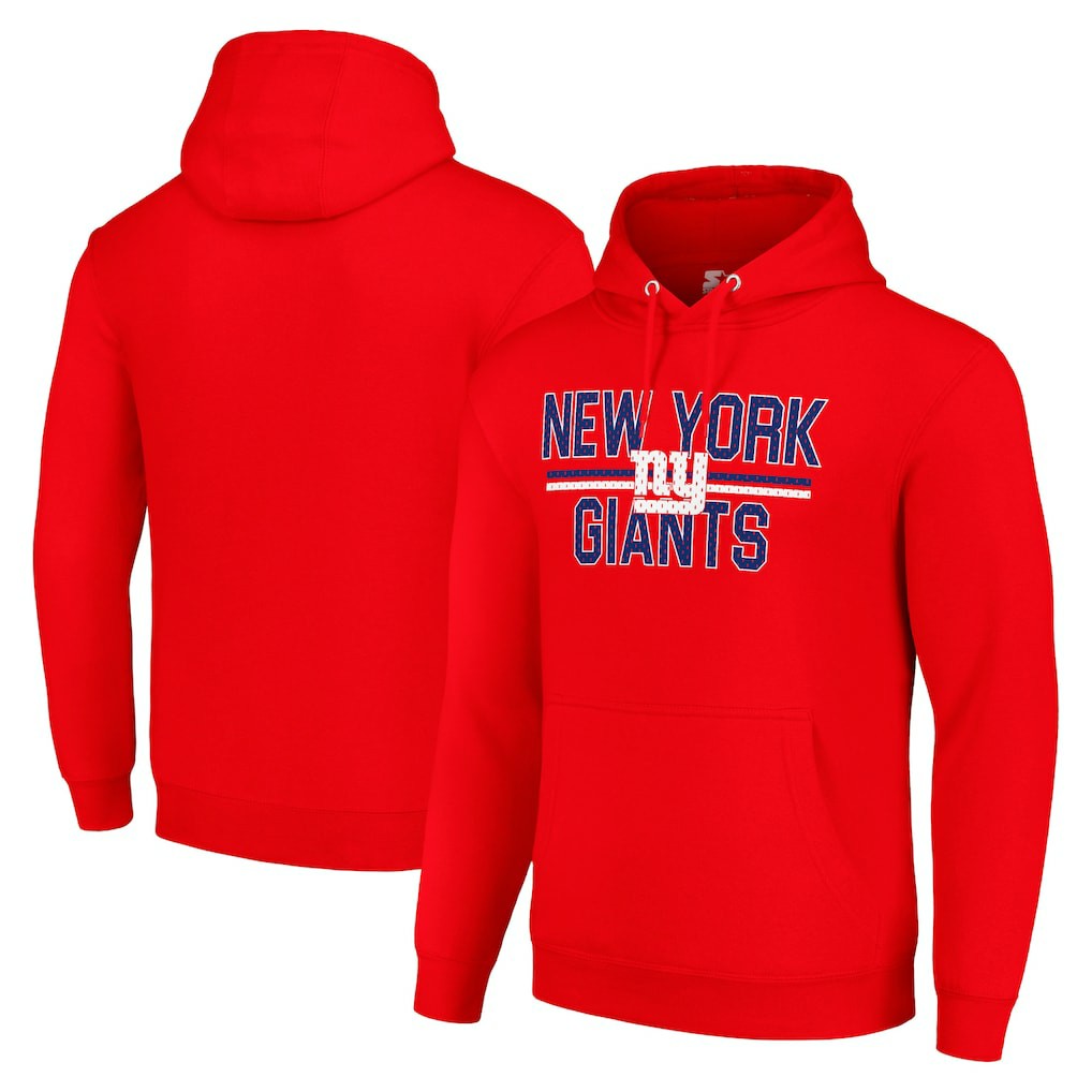 New York Giants  Starter Unisex Team Mesh Print Graphic Tri-Blend Pullover Hoodie