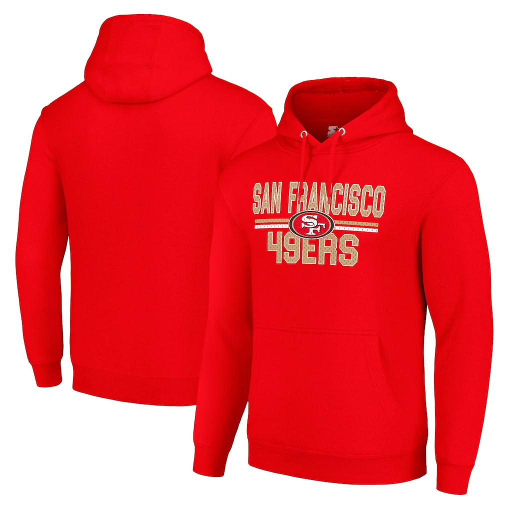 San Francisco 49ers  Starter Unisex Team Mesh Print Graphic Tri-Blend Pullover Hoodie