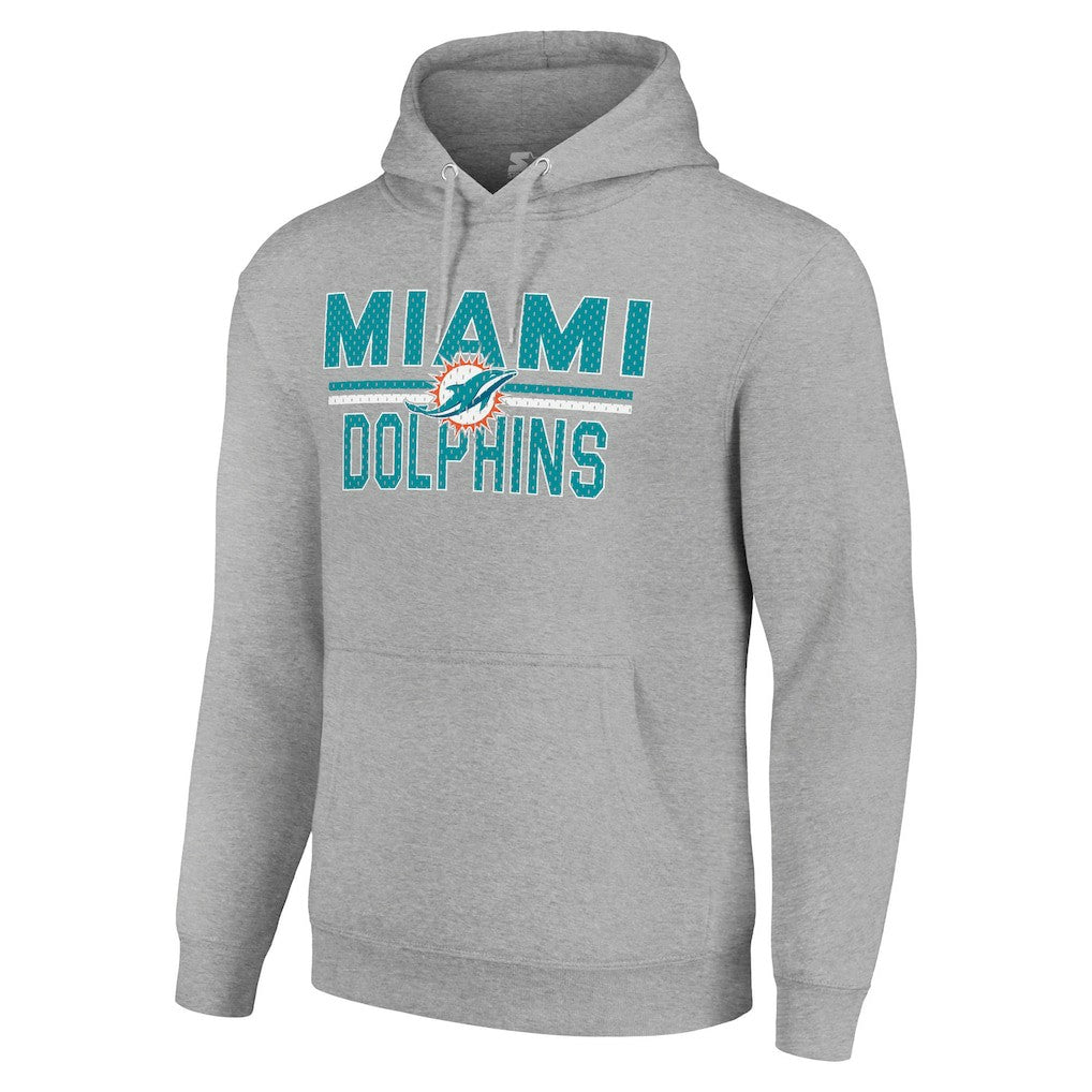 Miami Dolphins  Starter Unisex Team Mesh Print Graphic Tri-Blend Pullover Hoodie