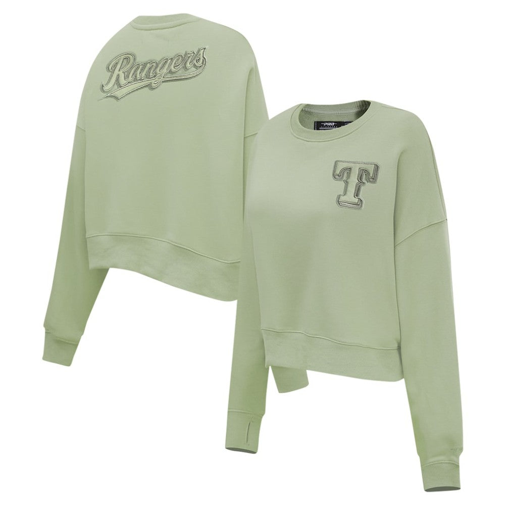 Texas Rangers Pro Standard Women's Neutral Oversized Boxy Cropped Pullover Sweatshirt | MLB On Sale
