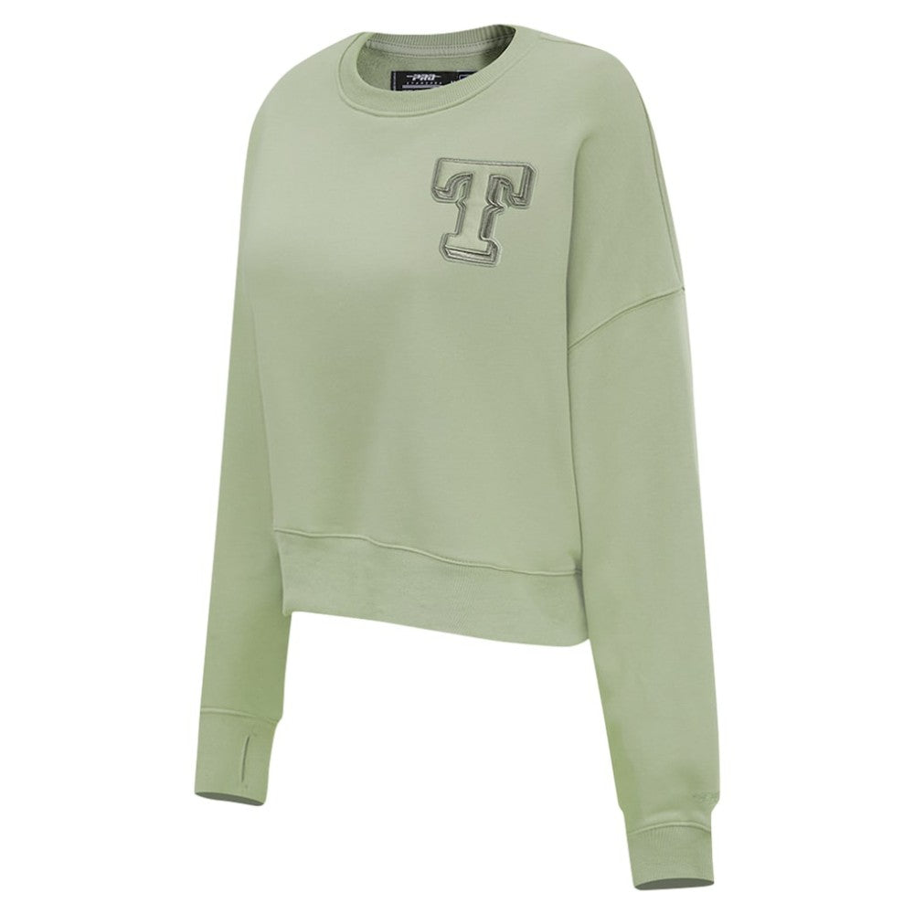 Texas Rangers Pro Standard Women's Neutral Oversized Boxy Cropped Pullover Sweatshirt | MLB On Sale