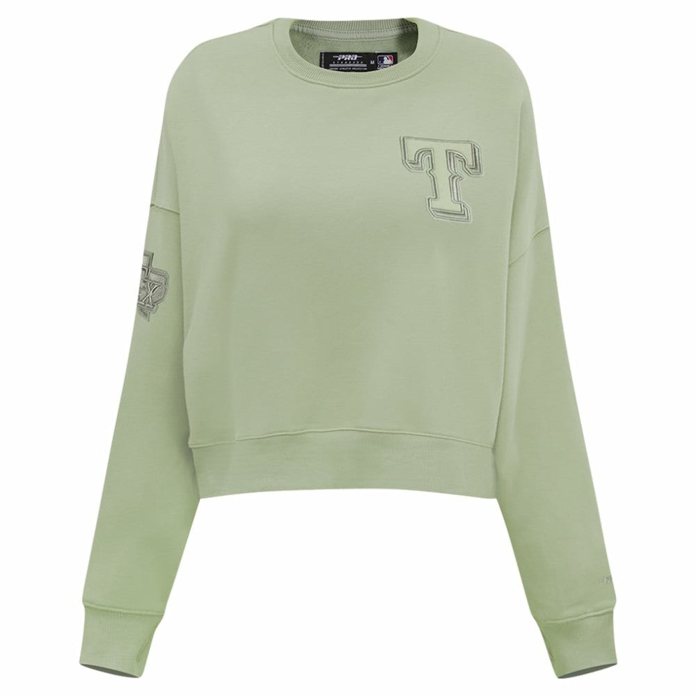 Texas Rangers Pro Standard Women's Neutral Oversized Boxy Cropped Pullover Sweatshirt | MLB On Sale