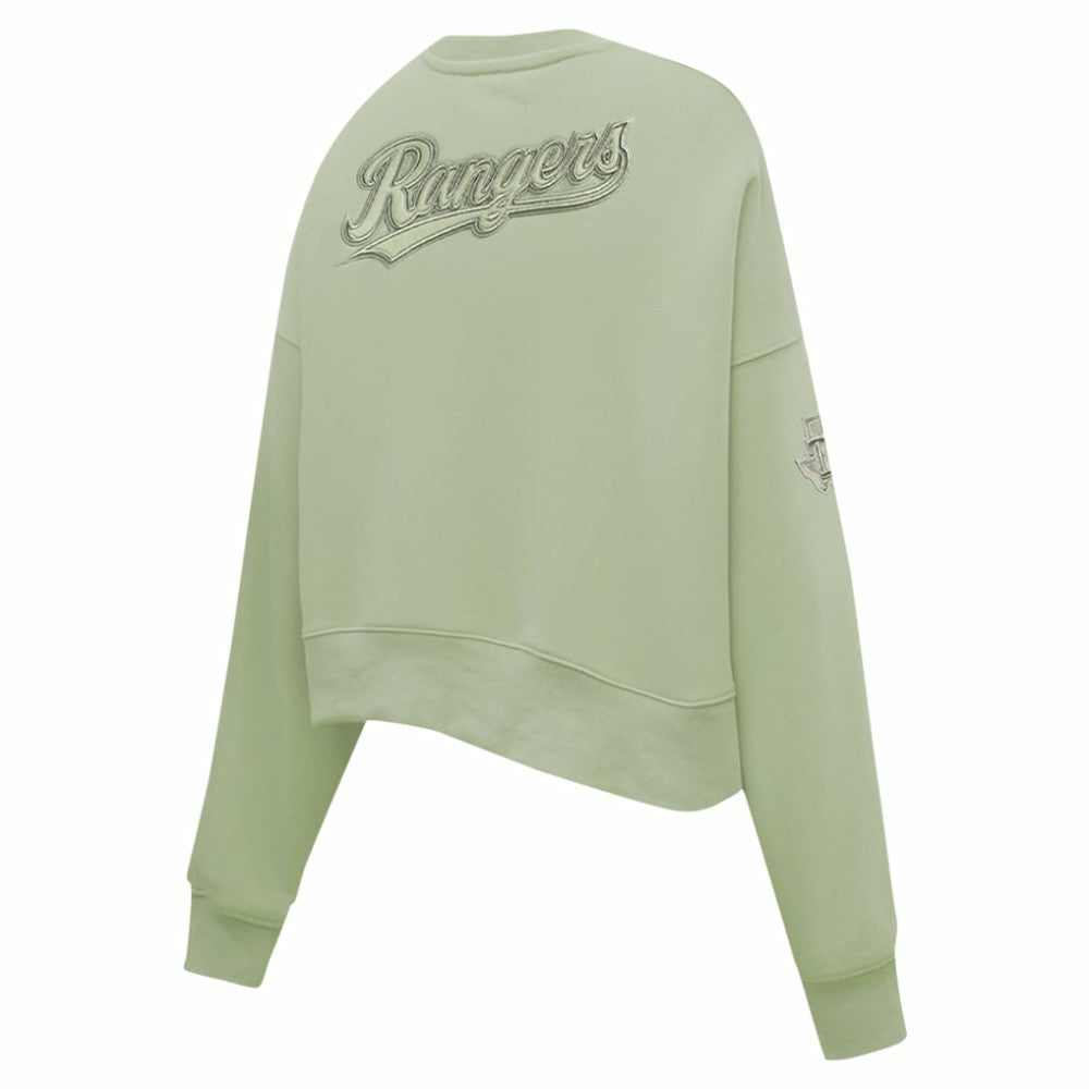 Texas Rangers Pro Standard Women's Neutral Oversized Boxy Cropped Pullover Sweatshirt | MLB On Sale