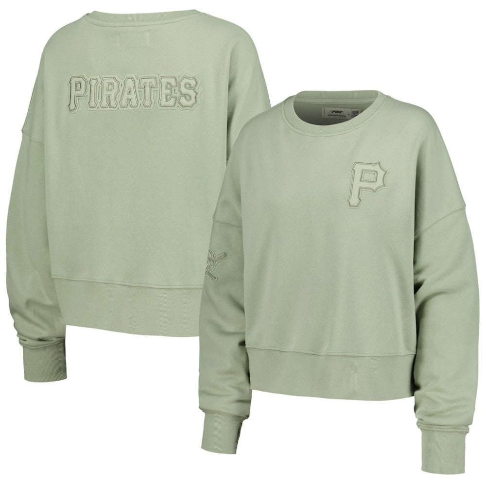 Pittsburgh Pirates Pro Standard Women's Neutral Oversized Boxy Cropped Pullover Sweatshirt | MLB Shop