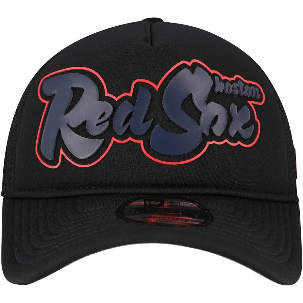 Boston Red Sox New Era Retro Bold A-Frame Trucker 9FORTY Adjustable Hat | MLB Near me