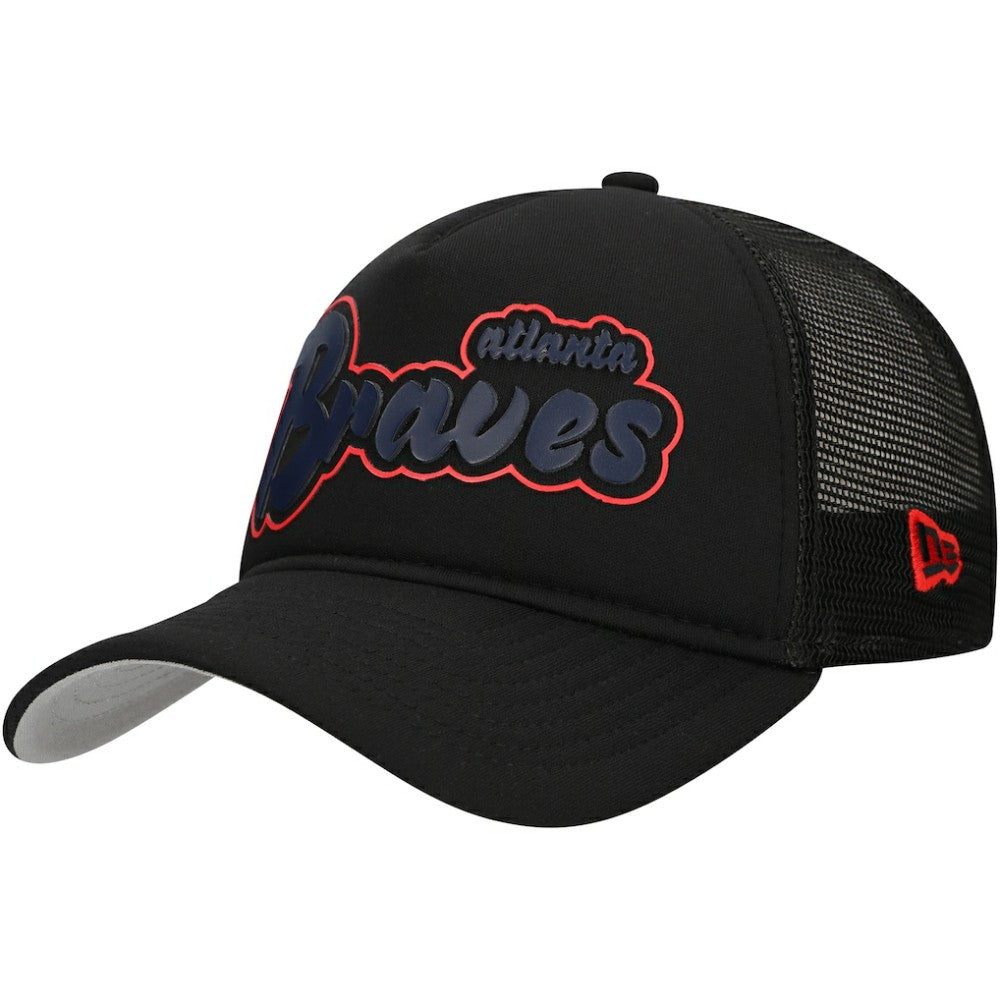 Atlanta Braves New Era Retro Bold A-Frame Trucker 9FORTY Adjustable Hat | MLB Discount