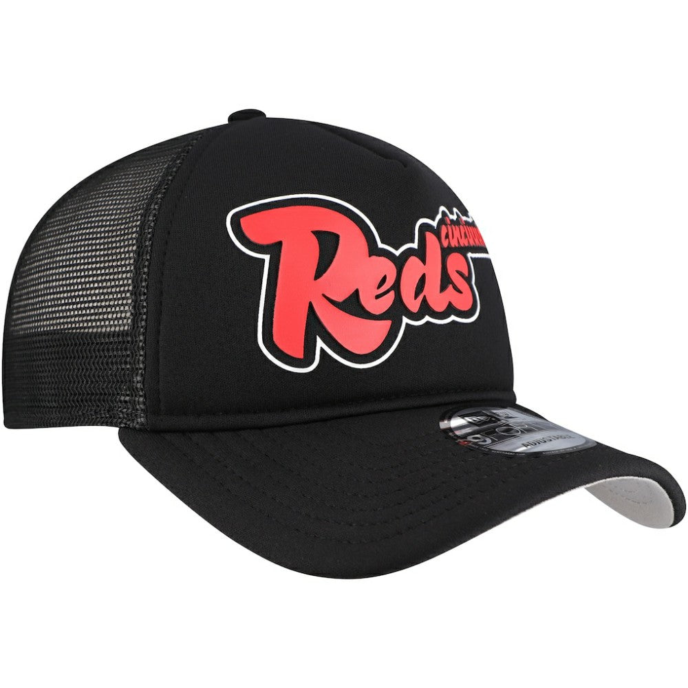 Cincinnati Reds New Era Retro Bold A-Frame Trucker 9FORTY Adjustable Hat | MLB Outlet