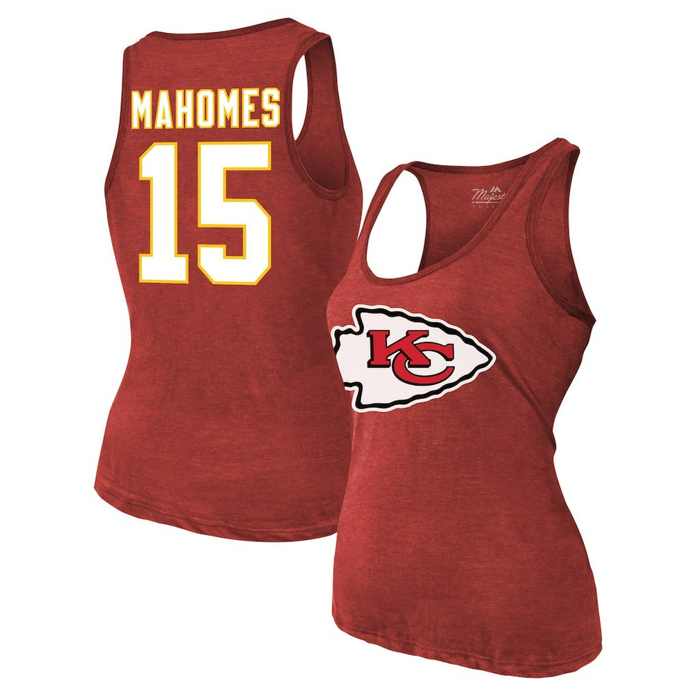 Kansas City Chiefs  Patrick Mahomes  Majestic Threads Women's Name & Number Tri-Blend Tank Top