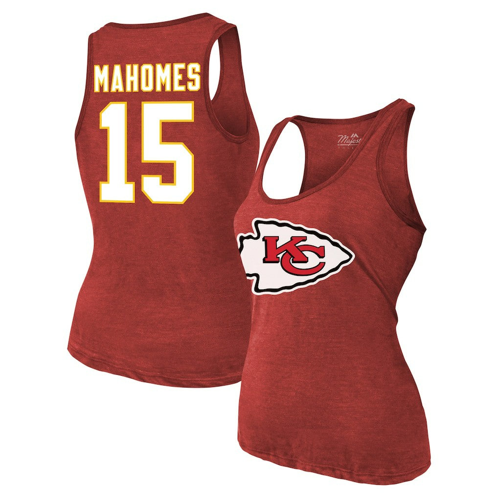 Kansas City Chiefs  Patrick Mahomes  Majestic Threads Women's Name & Number Tri-Blend Tank Top