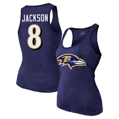 Baltimore Ravens  Lamar Jackson  Majestic Threads Women's Name & Number Tri-Blend Tank Top