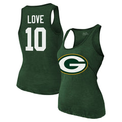 Green Bay Packers  Jordan Love  Majestic Threads Women's Name & Number Tri-Blend Tank Top