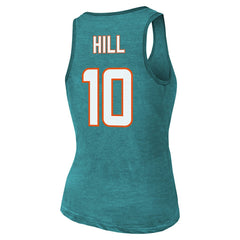 Miami Dolphins  Tyreek Hill  Majestic Threads Women's Name & Number Tri-Blend Tank Top