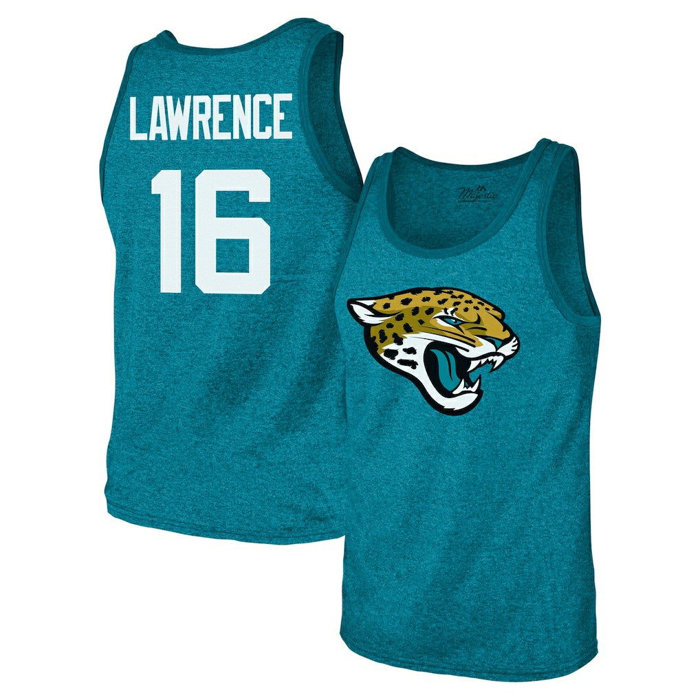 Jacksonville Jaguars  Trevor Lawrence  Majestic Threads Tri-Blend Player Name & Number Tank Top