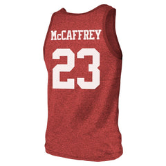 San Francisco 49ers  Christian McCaffrey  Majestic Threads Tri-Blend Player Name & Number Tank Top