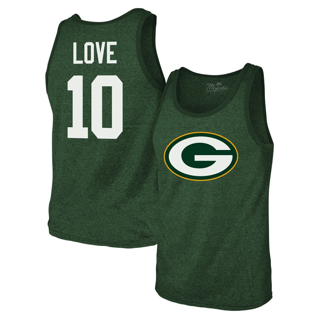 Green Bay Packers  Jordan Love  Majestic Threads Tri-Blend Player Name & Number Tank Top
