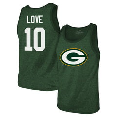 Green Bay Packers  Jordan Love  Majestic Threads Tri-Blend Player Name & Number Tank Top