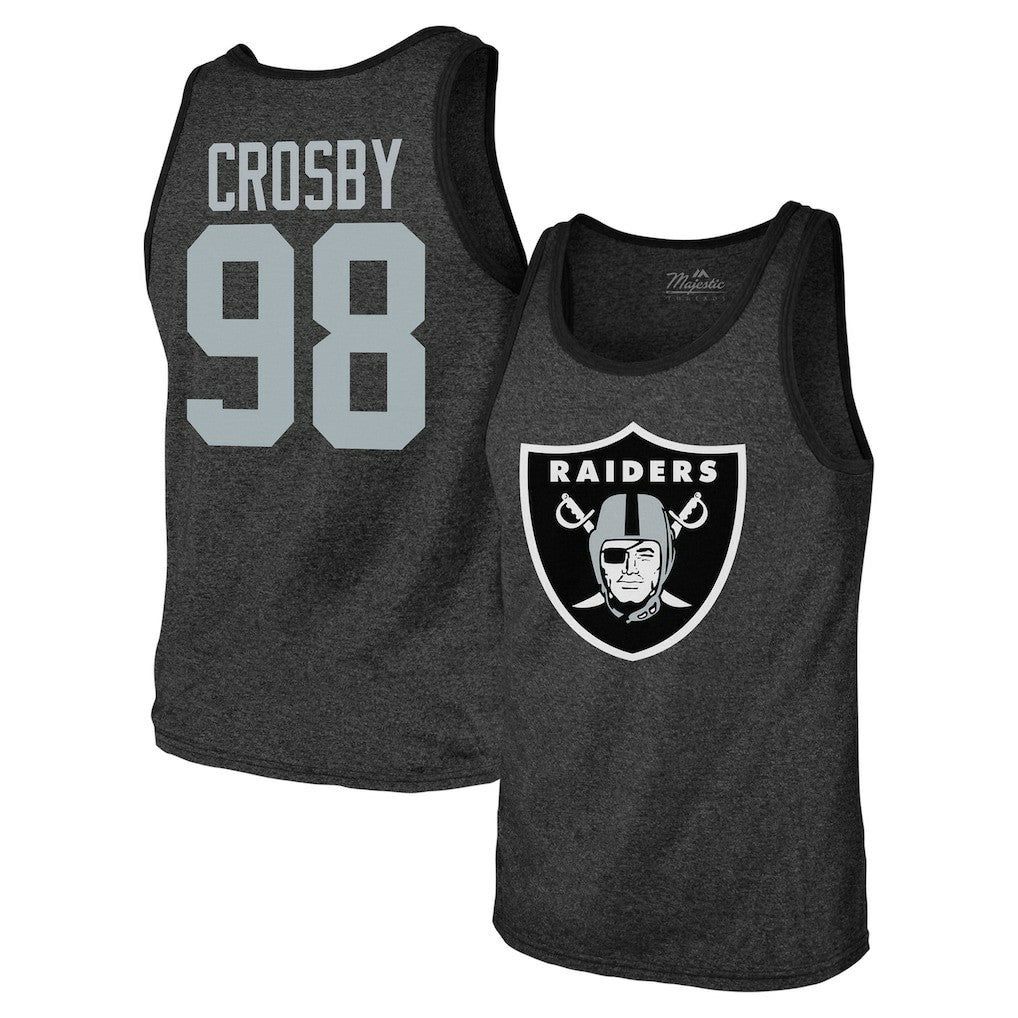 Las Vegas Raiders  Maxx Crosby  Majestic Threads Tri-Blend Player Name & Number Tank Top