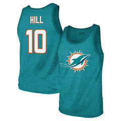 Miami Dolphins  Tyreek Hill  Majestic Threads Tri-Blend Player Name & Number Tank Top
