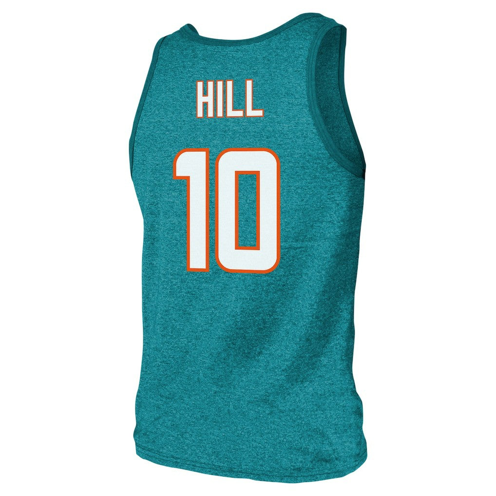 Miami Dolphins  Tyreek Hill  Majestic Threads Tri-Blend Player Name & Number Tank Top