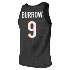 Cincinnati Bengals  Joe Burrow  Majestic Threads Tri-Blend Player Name & Number Tank Top