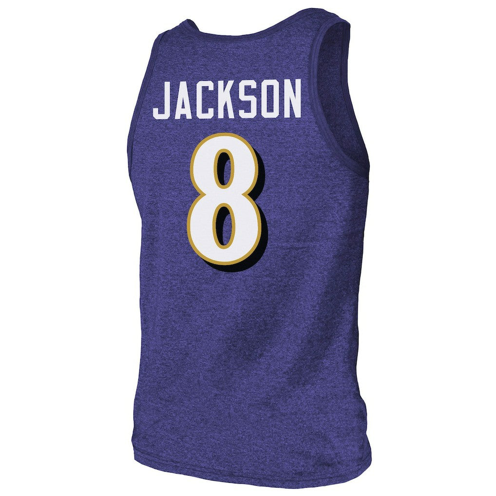 Baltimore Ravens  Lamar Jackson  Majestic Threads Tri-Blend Player Name & Number Tank Top