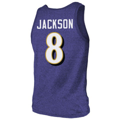 Baltimore Ravens  Lamar Jackson  Majestic Threads Tri-Blend Player Name & Number Tank Top