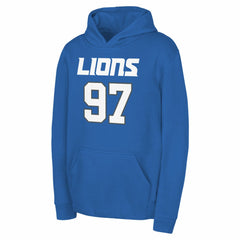 Detroit Lions  Aidan Hutchinson  Youth Mainliner Player Name & Number Pullover Hoodie