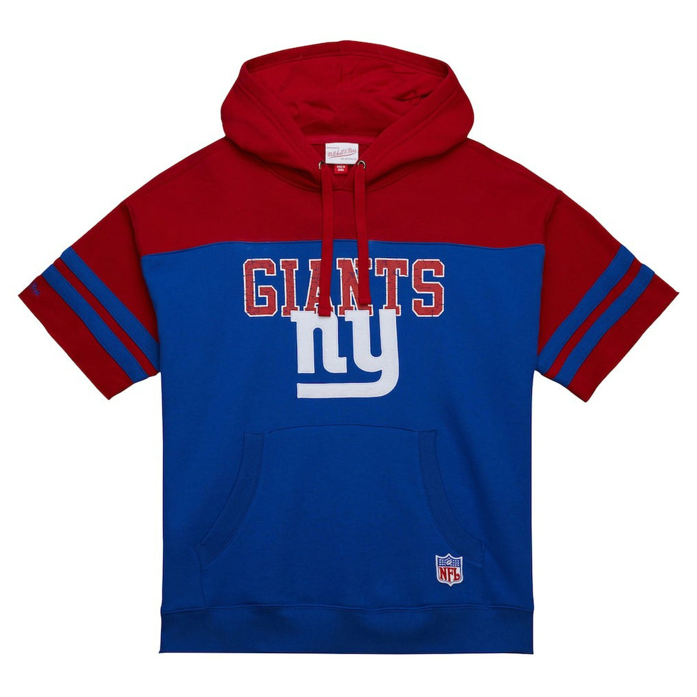 New York Giants Mitchell & Ness Off Field Vintage Logo Short Sleeve Pullover Hoodie