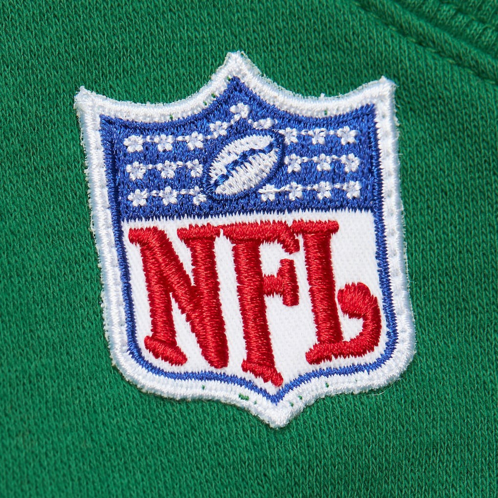New York Jets Mitchell & Ness Off Field Vintage Logo Short Sleeve Pullover Hoodie