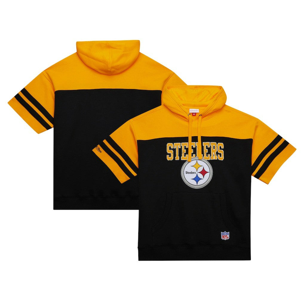 Pittsburgh Steelers Mitchell & Ness Off Field Vintage Logo Short Sleeve Pullover Hoodie