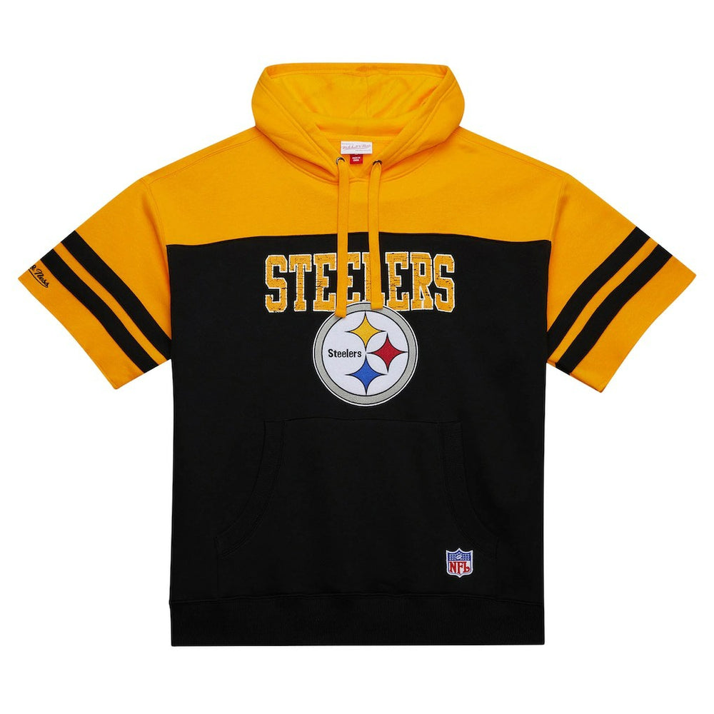 Pittsburgh Steelers Mitchell & Ness Off Field Vintage Logo Short Sleeve Pullover Hoodie