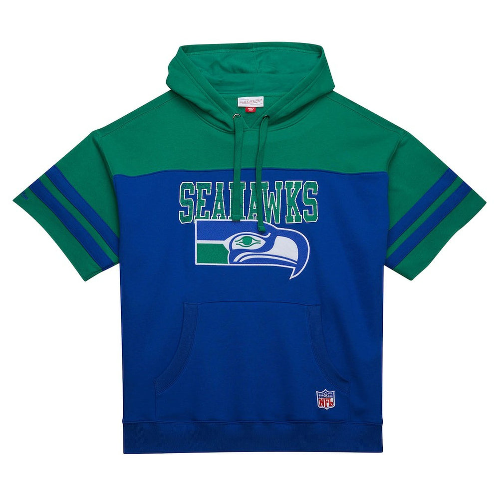 Seattle Seahawks Mitchell & Ness Off Field Vintage Logo Short Sleeve Pullover Hoodie