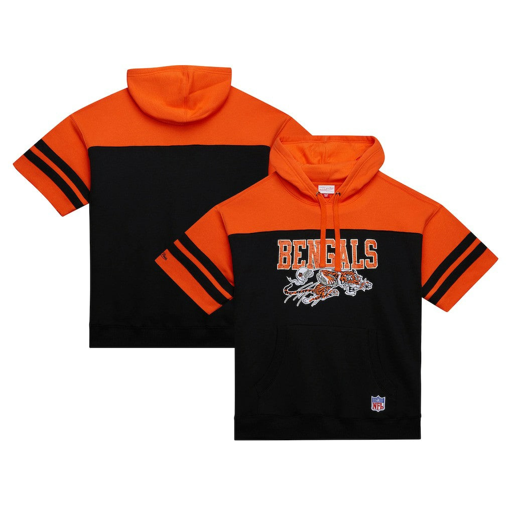 Cincinnati Bengals Mitchell & Ness Off Field Vintage Logo Short Sleeve Pullover Hoodie