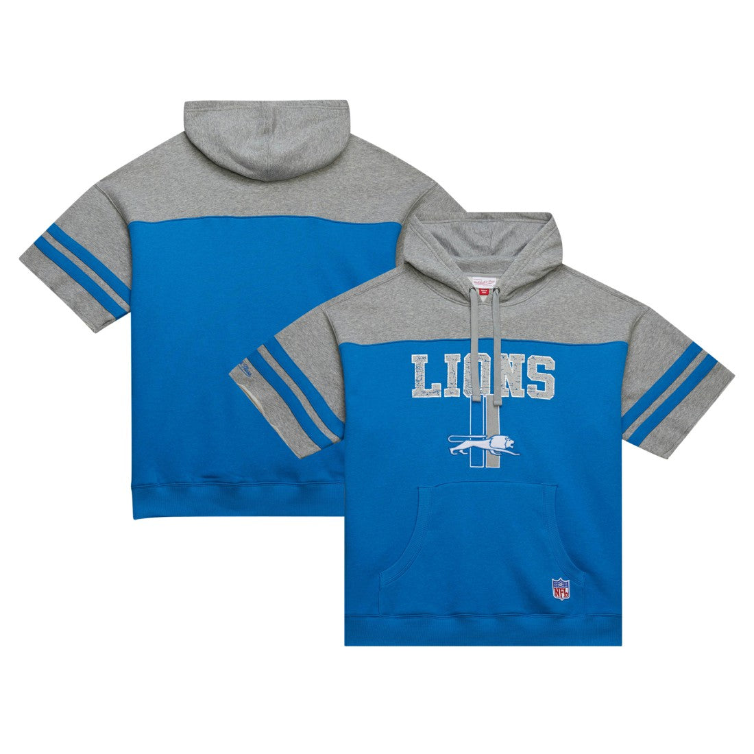 Detroit Lions Mitchell & Ness Off Field Vintage Logo Short Sleeve Pullover Hoodie