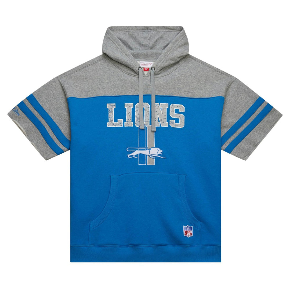 Detroit Lions Mitchell & Ness Off Field Vintage Logo Short Sleeve Pullover Hoodie