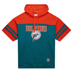 Miami Dolphins Mitchell & Ness Off Field Vintage Logo Short Sleeve Pullover Hoodie