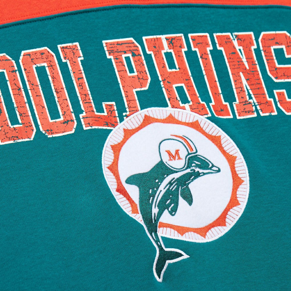 Miami Dolphins Mitchell & Ness Off Field Vintage Logo Short Sleeve Pullover Hoodie