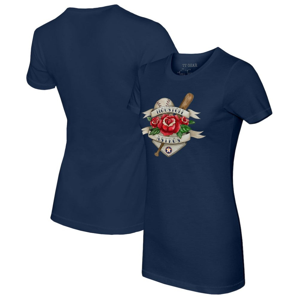 Houston Astros Tiny Turnip Women's American Traditional Rose T-Shirt | MLB Outlet