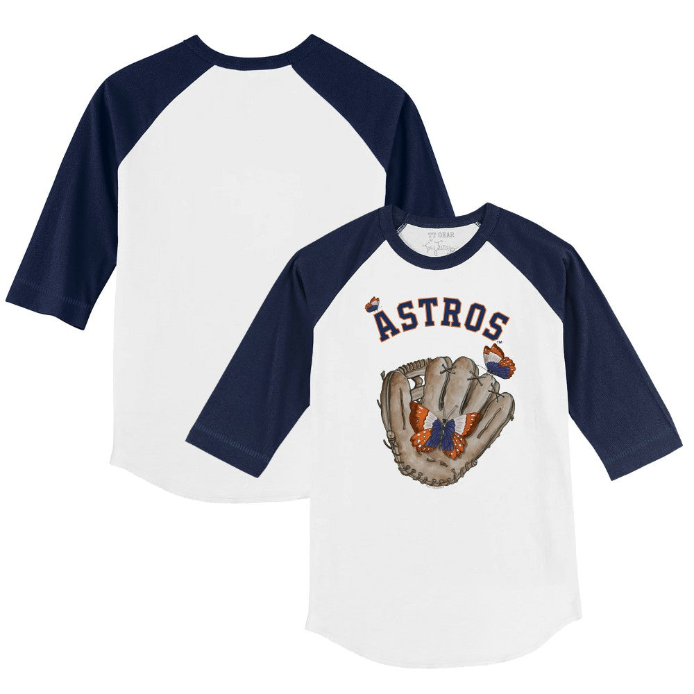 Houston Astros Tiny Turnip Youth Butterfly Glove 3/4-Sleeve Raglan T-Shirt | MLB Sale
