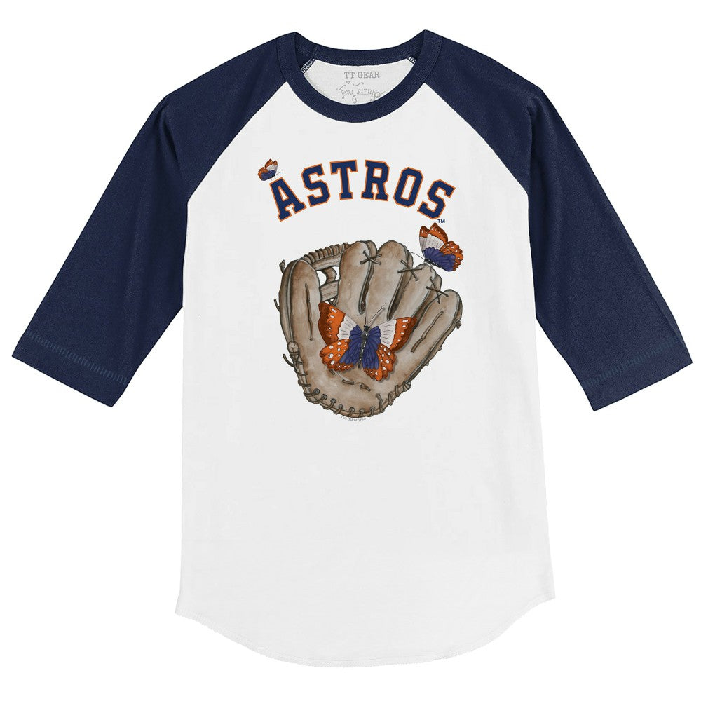 Houston Astros Tiny Turnip Youth Butterfly Glove 3/4-Sleeve Raglan T-Shirt | MLB Sale